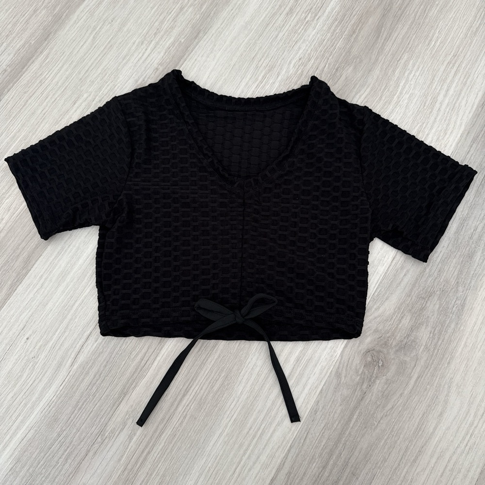 Black Textured Crop Top